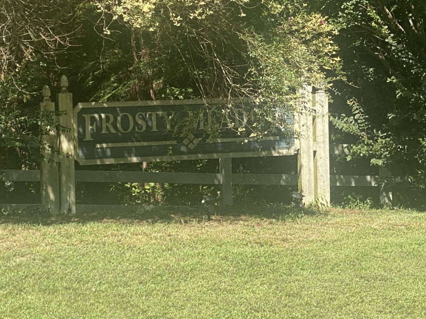Unique Design Sign on Frosty Meadow