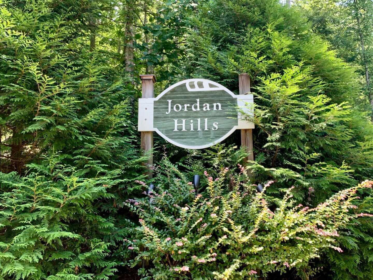 Jordan Hills Name Plate and Trees Around It