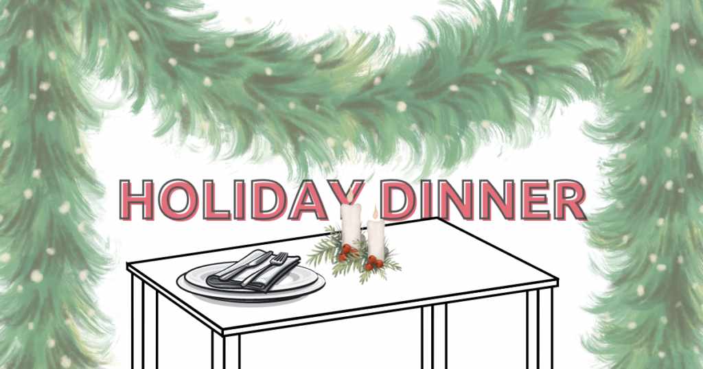 HOLIDAY DINNER Banner with a dining table