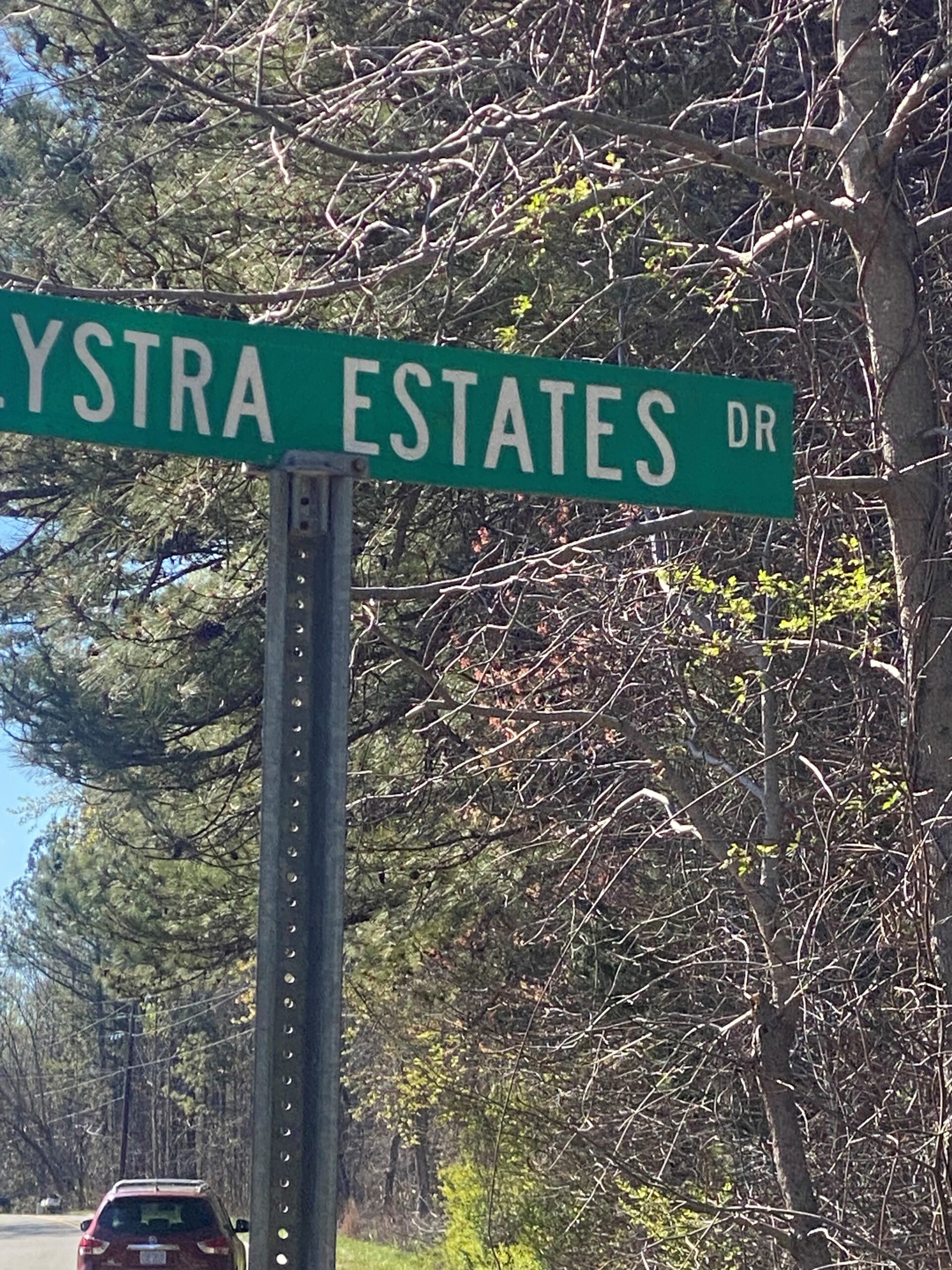 Lystra Estates Sign Board On The Road
