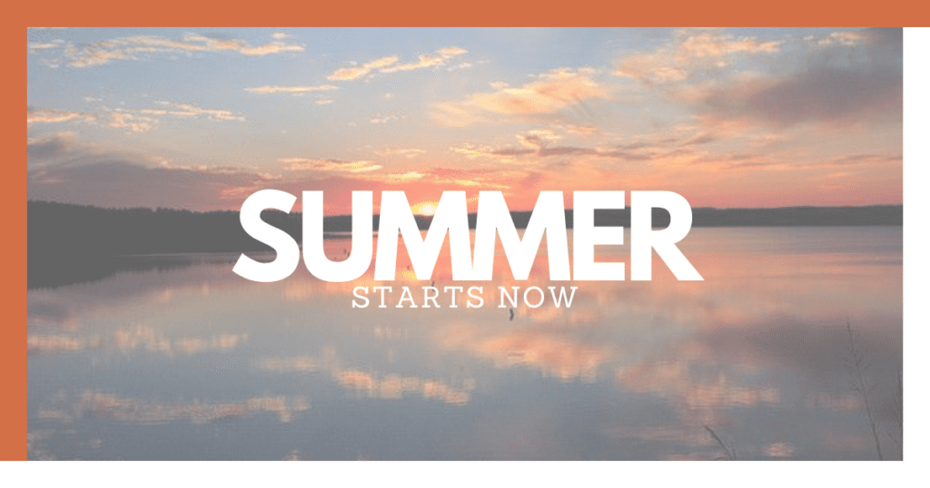 Summer Starts Now Written On a Banner With Sunset Background