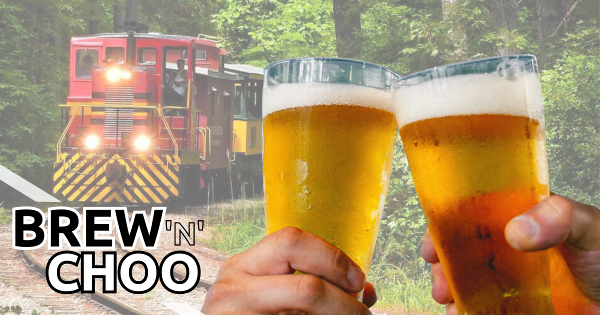 Two Hand Holding Beer Glasses With Brew n Choo. Sign